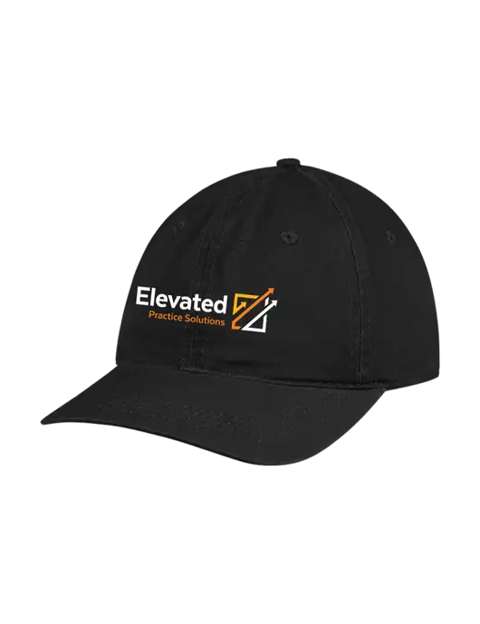 Garment Washed Unstructured Twill Black Cap w/Elevated Practice Solutions Logo