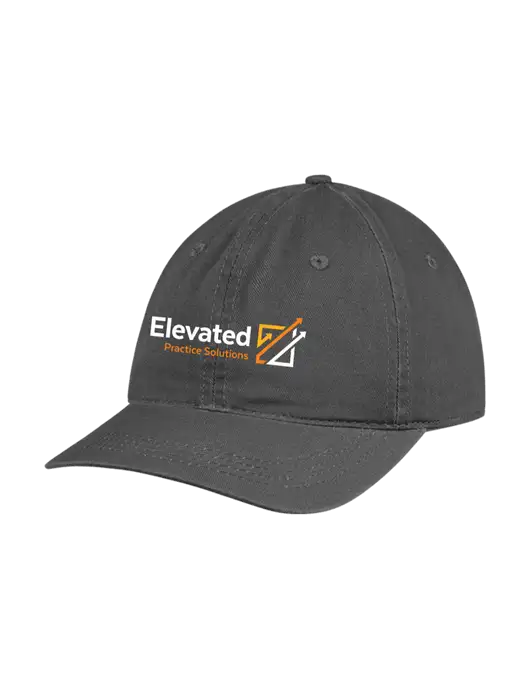 Garment Washed Unstructured Twill Charcoal Cap w/Elevated Practice Solutions Logo