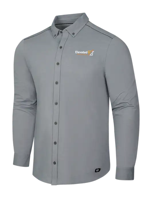 OGIO Medium Grey Heather Modern Code Stretch Button-Up Shirt w/Elevated Practice Solutions Logo