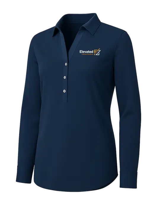 Womens Navy City Stretch Shirt w/Elevated Practice Solutions Logo