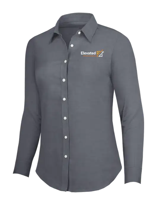 Dark Grey Womens SuperPro Oxford Shirt w/Elevated Practice Solutions Logo