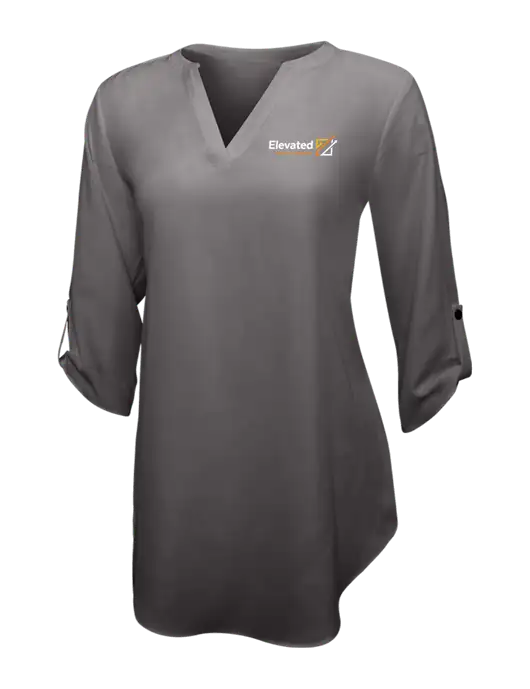 Dark Grey Womens 3/4 Sleeve Tunic Blouse w/Elevated Practice Solutions Logo