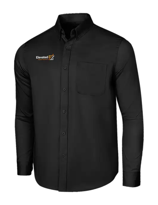Long Sleeve Deep Black Superpro React Twill Shirt w/Elevated Practice Solutions Logo