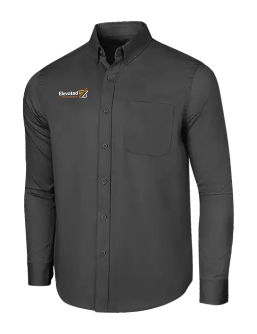 Long Sleeve Dark Grey Superpro React Twill Shirt w/Elevated Practice Solutions Logo