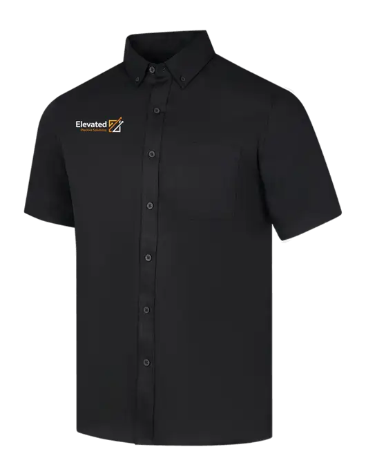 Short Sleeve Deep Black Superpro React Twill Shirt w/Elevated Practice Solutions Logo