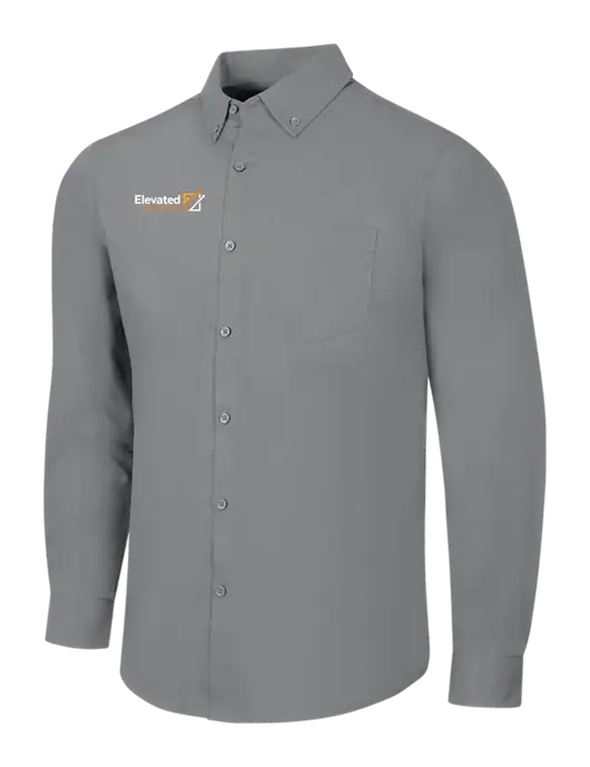 Medium Grey Long Sleeve Carefree Poplin Shirt w/Elevated Practice Solutions Logo