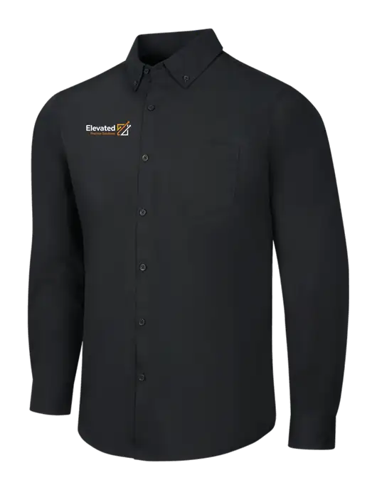 Black Long Sleeve Carefree Poplin Shirt w/Elevated Practice Solutions Logo