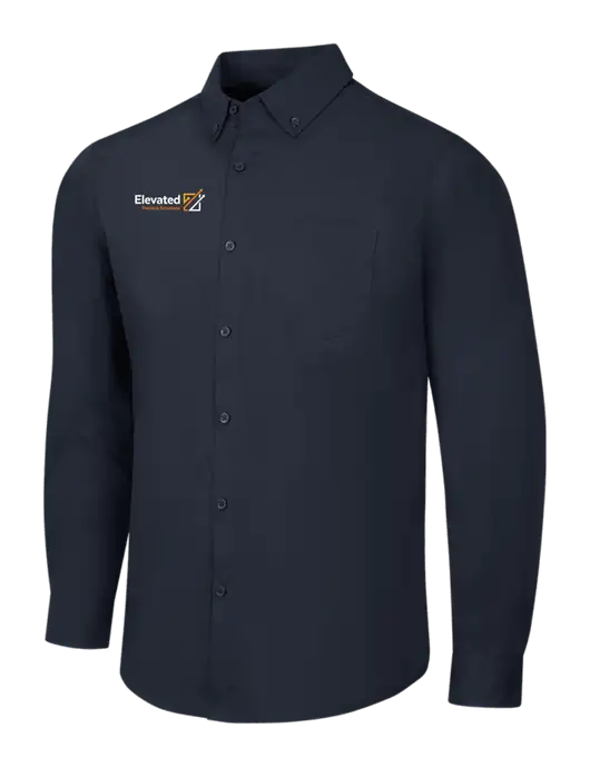 Navy Long Sleeve Carefree Poplin Shirt w/Elevated Practice Solutions Logo