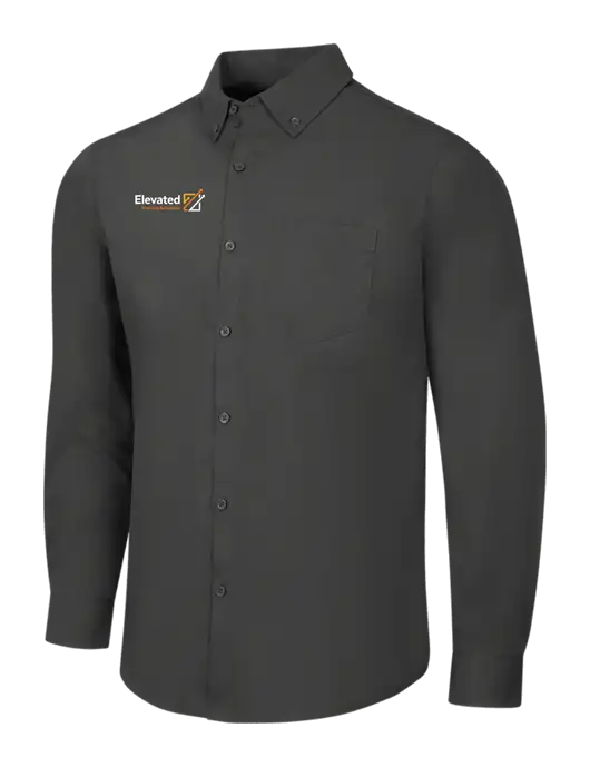 Dark Grey Long Sleeve Carefree Poplin Shirt w/Elevated Practice Solutions Logo