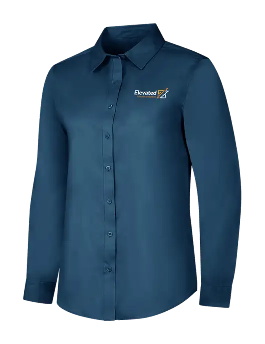 Light Navy Womens Long Sleeve Superpro React Twill Shirt w/Elevated Practice Solutions Logo