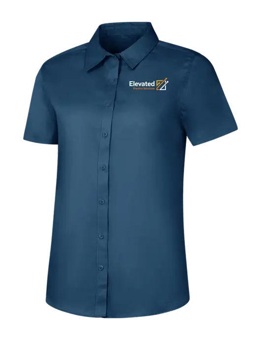 Womens Light Navy Short Sleeve Superpro React Twill Shirt w/Elevated Practice Solutions Logo