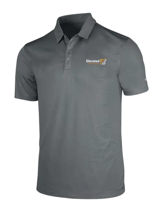 NIKE Medium Grey Dri-Fit Embossed Tri-Blade Polo w/Elevated Practice Solutions Logo
