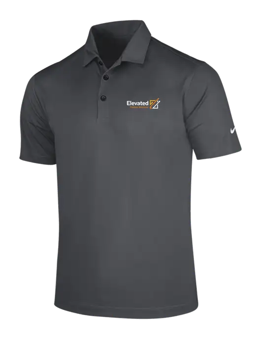 NIKE Dark Grey Dri-Fit Vertical Mesh Polo w/Elevated Practice Solutions Logo