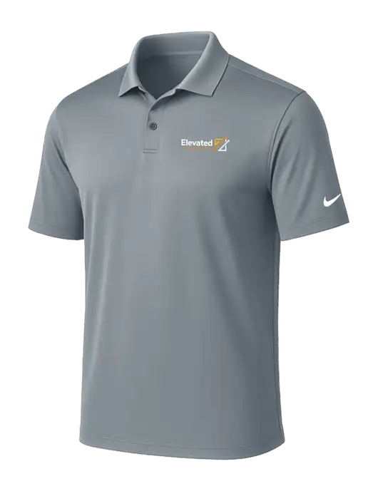 NIKE Medium Grey Victory Solid Polo w/Elevated Practice Solutions Logo