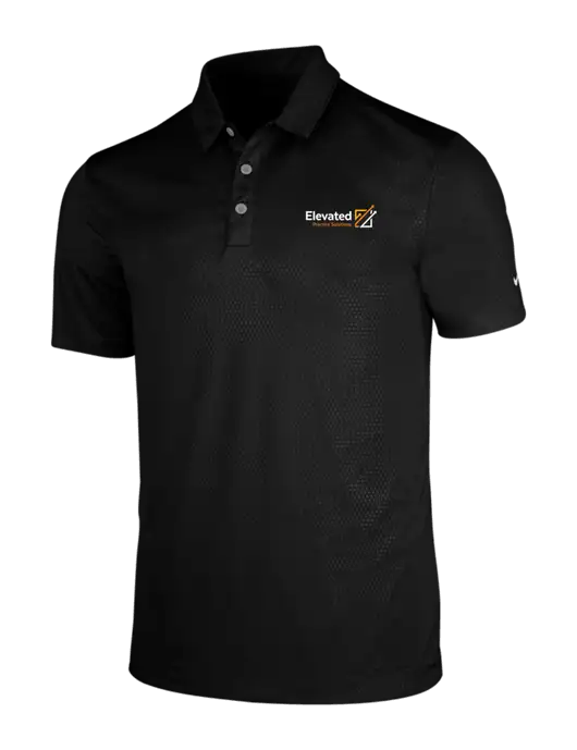 NIKE Black Dri-Fit Embossed Tri-Blade Polo w/Elevated Practice Solutions Logo