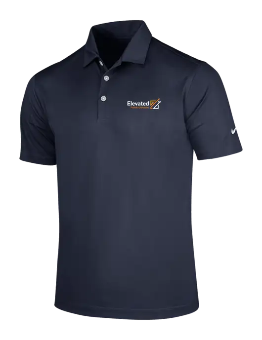 NIKE Dark Navy Dri-Fit Vertical Mesh Polo w/Elevated Practice Solutions Logo
