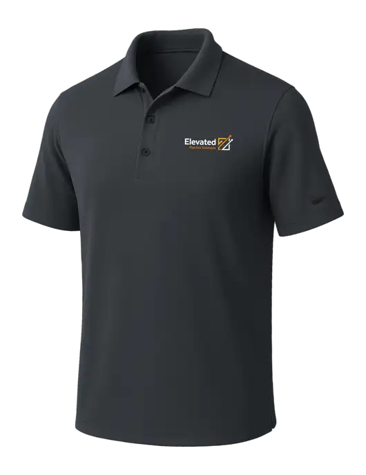 NIKE Dark Grey Dri-Fit Micro Pique Polo w/Elevated Practice Solutions Logo