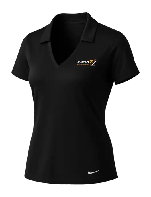 NIKE Black Womens Dri-Fit Vertical Mesh Polo w/Elevated Practice Solutions Logo