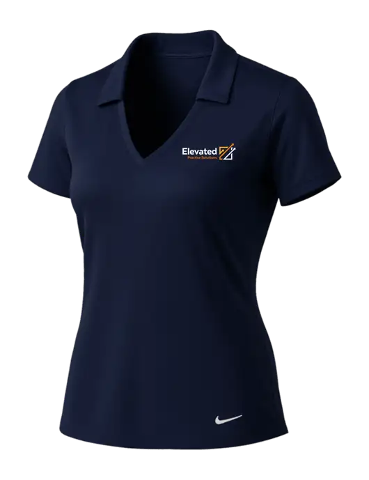 NIKE Dark Navy Womens Dri-Fit Vertical Mesh Polo w/Elevated Practice Solutions Logo