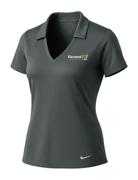 NIKE Dark Grey Womens Dri-Fit Vertical Mesh Polo w/Elevated Practice Solutions Logo