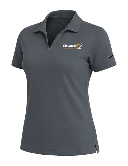 NIKE Dark Grey Womens Dri-Fit Micro Pique Polo w/Elevated Practice Solutions Logo