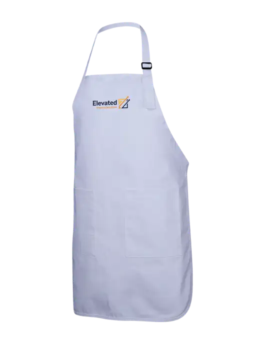 Full-Length White Apron With Pockets w/Elevated Practice Solutions Logo