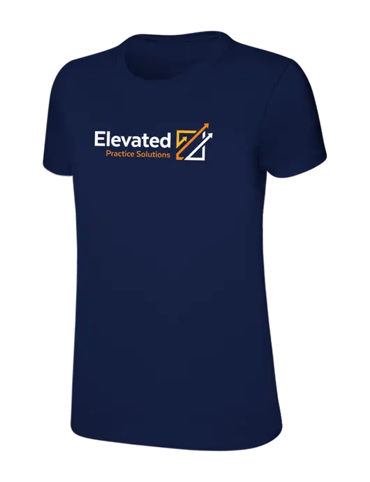 Womens Ring Spun Navy 4.5 oz T-Shirt w/Elevated Practice Solutions Logo