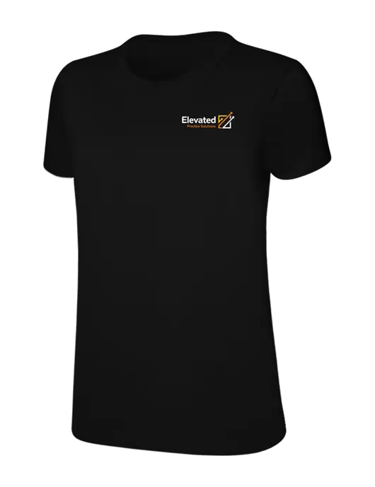 Womens Ring Spun Jet Black 4.5 oz T-Shirt w/Elevated Practice Solutions Logo