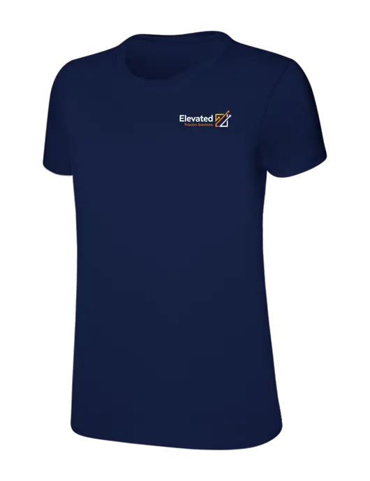 Womens Ring Spun Navy 4.5 oz T-Shirt w/Elevated Practice Solutions Logo