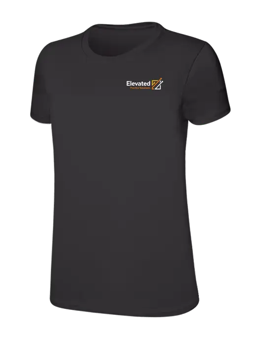 Womens Ring Spun Charcoal 4.5 oz T-Shirt w/Elevated Practice Solutions Logo