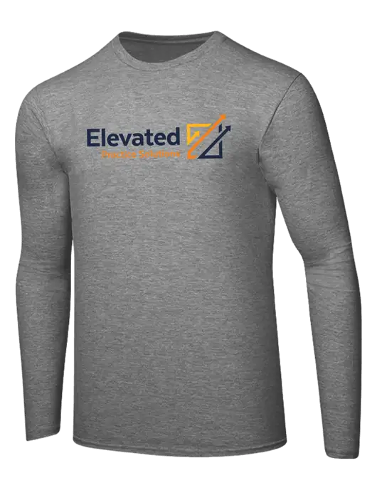Ring Spun Light Heather Grey 4.5 oz Long Sleeve T-Shirt w/Elevated Practice Solutions Logo