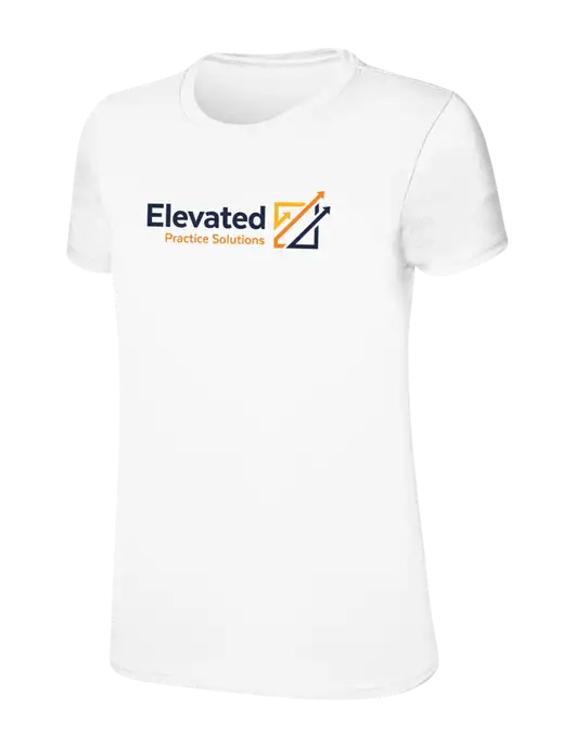 Womens Ring Spun White 4.5 oz T-Shirt w/Elevated Practice Solutions Logo