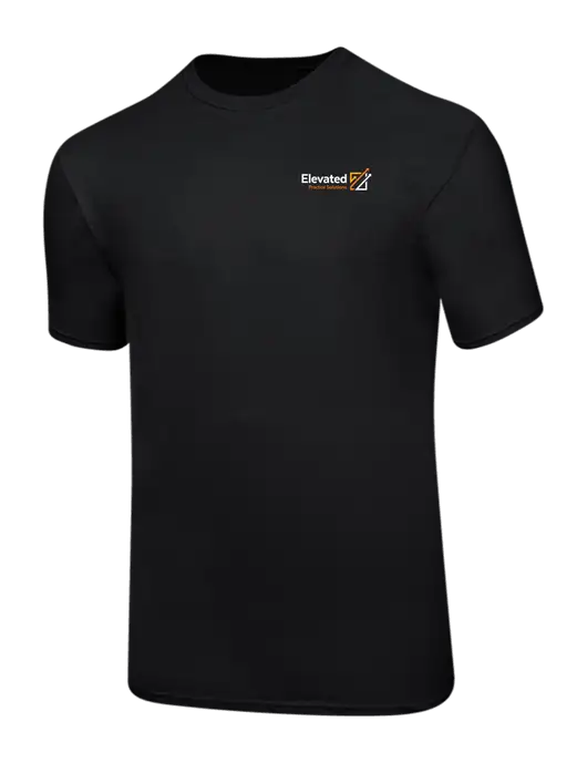Ring Spun Jet Black 4.5 oz T-Shirt w/Elevated Practice Solutions Logo
