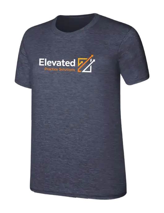 Womens Ring Spun Heather Navy 4.5 oz T-Shirt w/Elevated Practice Solutions Logo