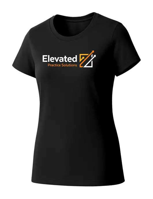 Womens Seriously Soft Black T-Shirt w/Elevated Practice Solutions Logo