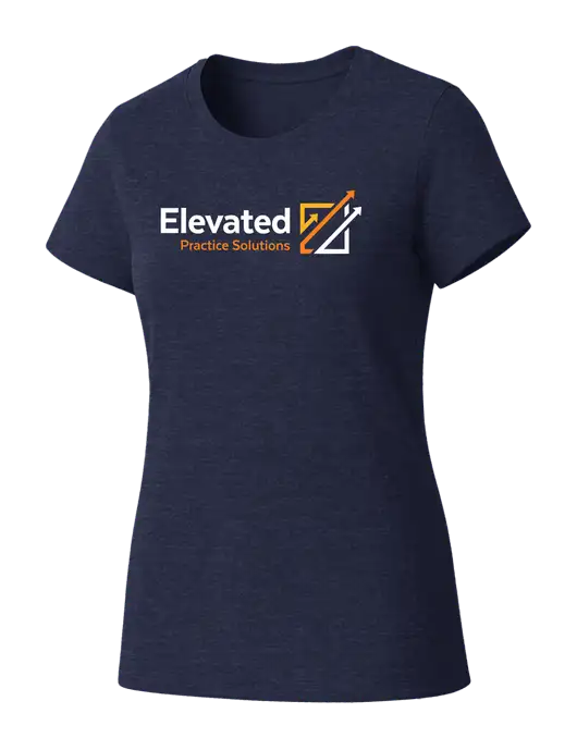 Womens Seriously Soft Heathered Navy T-Shirt w/Elevated Practice Solutions Logo
