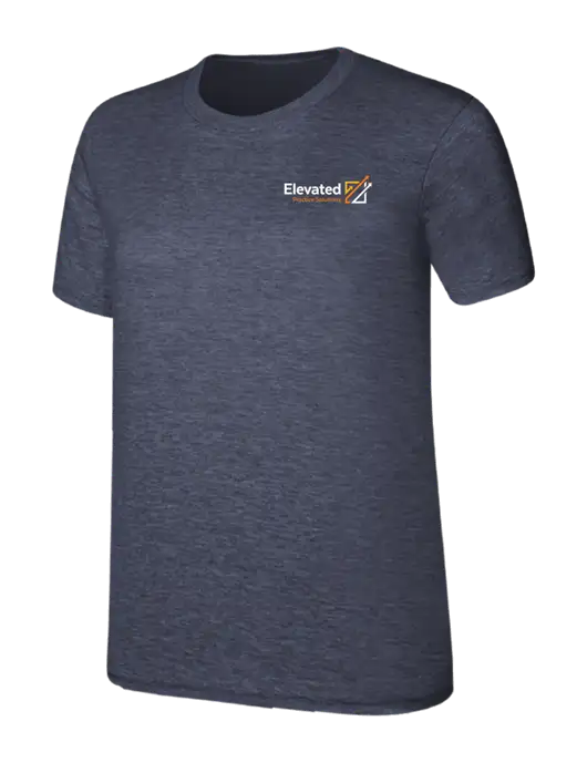 Womens Ring Spun Heather Navy 4.5 oz T-Shirt w/Elevated Practice Solutions Logo