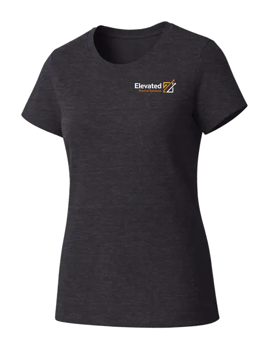 Womens Seriously Soft Heathered Charcoal T-Shirt w/Elevated Practice Solutions Logo