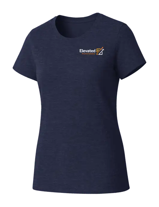 Womens Seriously Soft Heathered Navy T-Shirt w/Elevated Practice Solutions Logo
