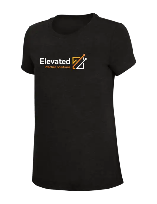 Womens Simply Soft Black 4.5oz Poly/Combed Ring Spun Cotton T-Shirt w/Elevated Practice Solutions Logo