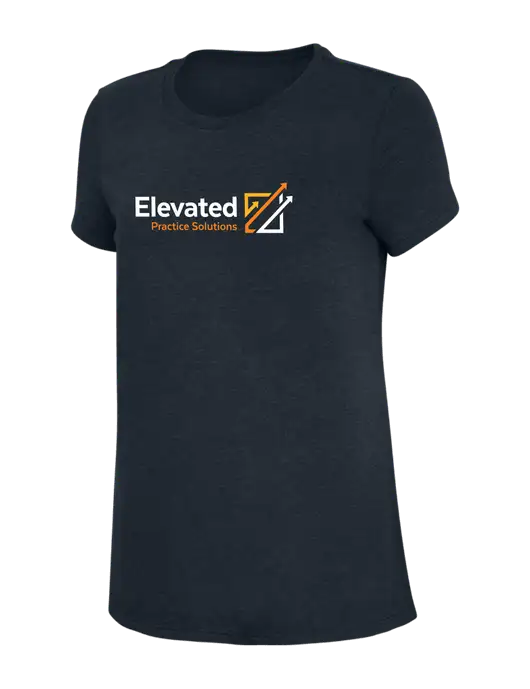 Womens Simply Soft Navy 4.5oz Poly/Combed Ring Spun Cotton T-Shirt w/Elevated Practice Solutions Logo
