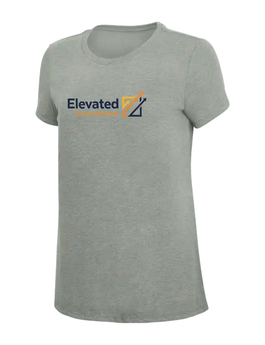 Womens Simply Soft Grey Frost 4.5oz  Poly/Combed Ring Spun Cotton T-Shirt w/Elevated Practice Solutions Logo