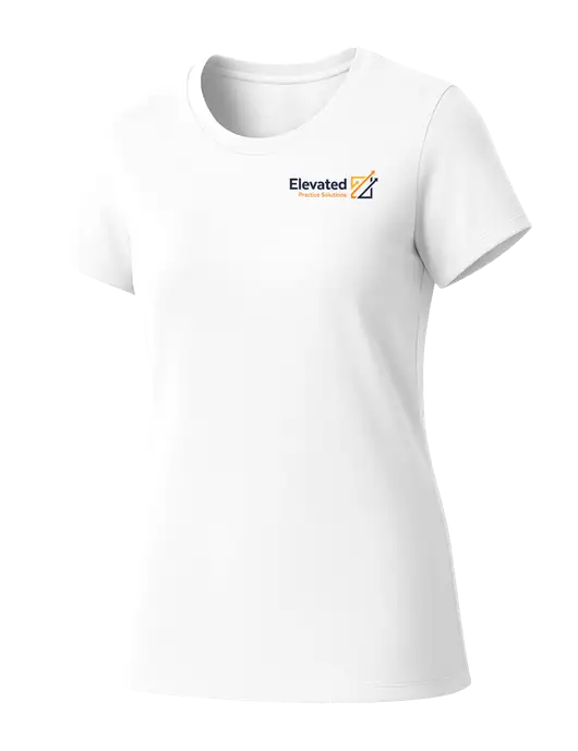 Womens Seriously Soft White T-Shirt w/Elevated Practice Solutions Logo