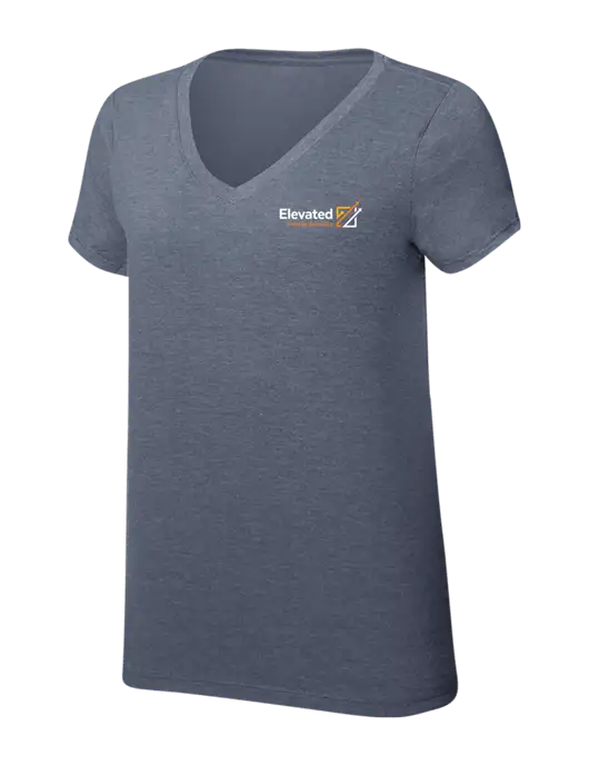 Womens Simply Soft V-Neck Navy Frost 4.5oz  Poly/Combed Ring Spun Cotton T-Shirt w/Elevated Practice Solutions Logo