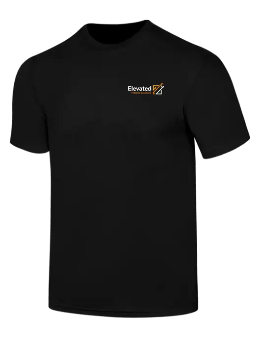 Simply Soft Black 4.5oz  Poly/Combed Ring Spun Cotton T-Shirt w/Elevated Practice Solutions Logo