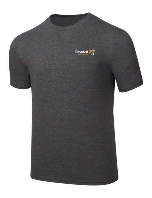 Simply Soft Heathered Charcoal 4.5oz  Poly/Combed Ring Spun Cotton T-Shirt w/Elevated Practice Solutions Logo