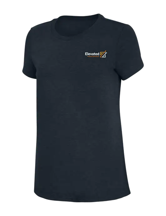 Womens Simply Soft Navy 4.5oz Poly/Combed Ring Spun Cotton T-Shirt w/Elevated Practice Solutions Logo