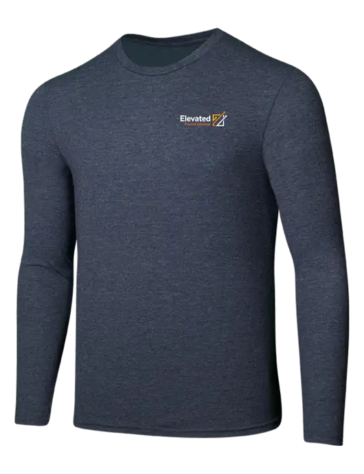Seriously Soft Heathered Navy Long Sleeve T-Shirt w/Elevated Practice Solutions Logo