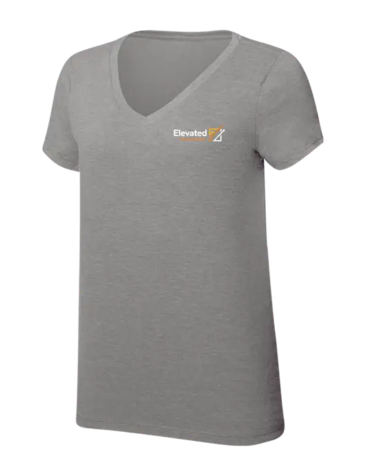 Womens Simply Soft V-Neck Grey Frost 4.5oz  Poly/Combed Ring Spun Cotton T-Shirt w/Elevated Practice Solutions Logo