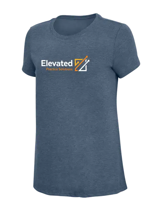 Womens Simply Soft Navy Frost 4.5oz  Poly/Combed Ring Spun Cotton T-Shirt w/Elevated Practice Solutions Logo